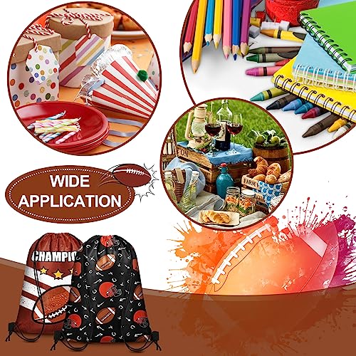 Grneric 18 Pcs Football Party Favor Bags Drawstring Bags Bulk Candy Goodie Bag Football Themed Presents for Sports Teams - color: Football
