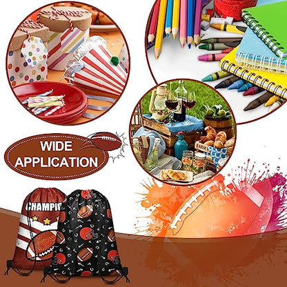 Grneric 18 Pcs Football Party Favor Bags Drawstring Bags Bulk Candy Goodie Bag Football Themed Presents for Sports Teams - color: Football