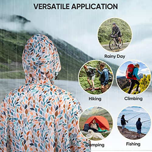 PTEROMY 3-in-1 Hooded Rain Poncho for Adult with Pocket, Waterproof Lightweight Unisex Raincoat for Hiking Camping Emergency - color: Mosaic 1/4 Zipper
