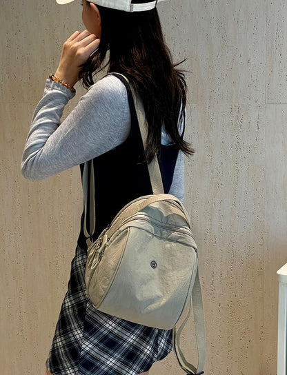 Women's Small Backpack Fashion Casual Nylon Shoulder Bag Daypack for Daily Use (Khaki) - color: Khaki