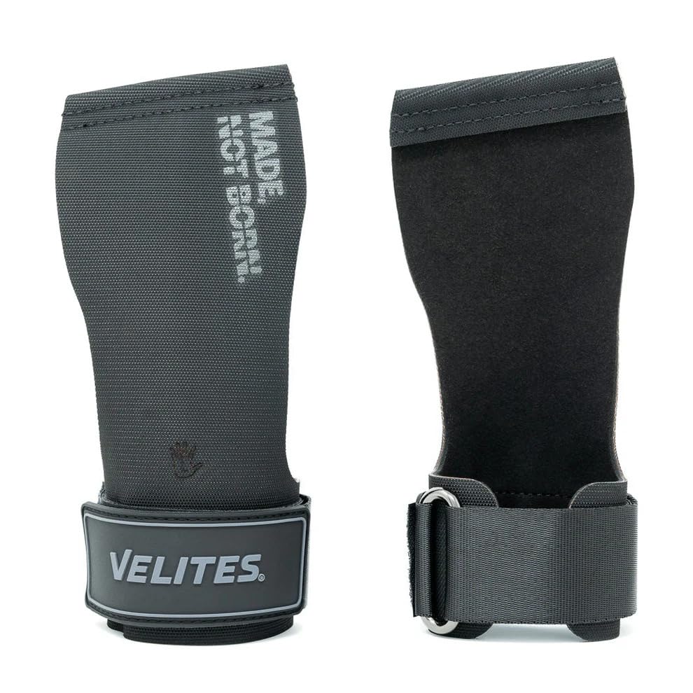 Velites - All Terrain Grips - Official Crossfit® Games Gymnastics Grips - No-Chalk Required - for All Bars & Surfaces - Includes Wristbands & Bag - color: Black, size: Large