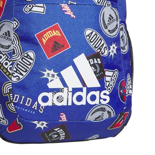 adidas Ready Small Backpack for women and men, durable laptop bag for work - color: Rec League Team Royal Blue/White/Better Scarlet