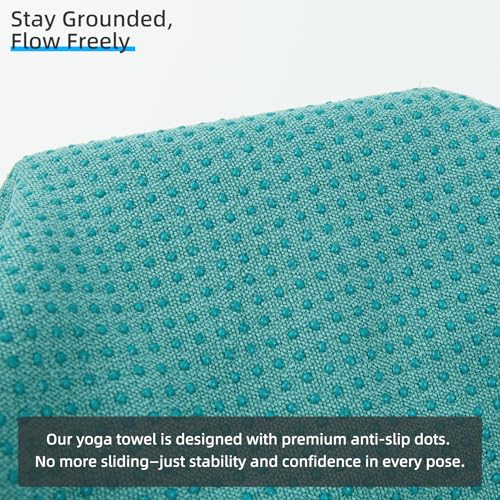YESLIFE Non-Slip Extra Thick Hot Yoga Towel with One Sweat Towel, Microfiber Sweat Absorbent Yoga Mat Towel with Grip Dot, Pilates Mat, 72" x 24", Cyan - color: Cyan