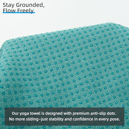 YESLIFE Non-Slip Extra Thick Hot Yoga Towel with One Sweat Towel, Microfiber Sweat Absorbent Yoga Mat Towel with Grip Dot, Pilates Mat, 72" x 24", Cyan - color: Cyan