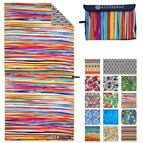 ECCOSOPHY Microfiber Beach Towel - Sand Free Towels are Quick Dry, Light Weight, Super Absorbent - Perfect Pool, Travel, Cruise, Camping Essentials - Oversized Extra Large for Adults 71x35 in - color: Key West