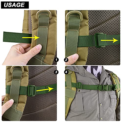 XTACER Backpack Chest Strap Adjustable Backpack Sternum Strap Chest Belt with Buckle (Pack of 4) - color: Green
