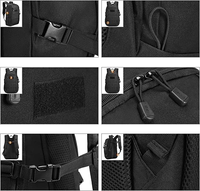 HUNTVP 20L Tactical Backpack Military MOLLE Backpack Daypack Rucksack Gear Tactical Assault Pack Bag for Hunting Camping Trekking(20L-Black) - color: Black, size: 20L