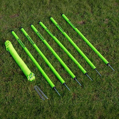 QUICKPLAY Soccer Crowd Barrier Set - 6 Poles with 197ft Rope, Portable Crowd Control Barriers for Soccer Fields, Temporary Spectator Barrier with Carry Bag