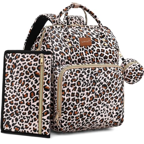 ROSEGIN Diaper Bag Backpack with Changing Pad, Pacifier Case, Baby Bag for Boy Girl Toddler - Large, Stylish, Waterproof Travel Quilted Diaper Bag for Mom - Baby Shower - Cheetah - color: Cheetah