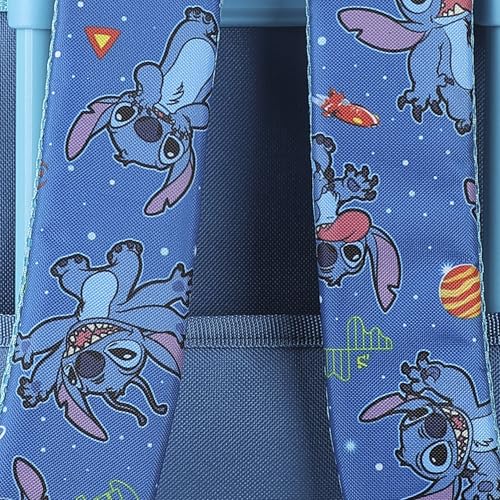 Disney's Stitch 16" Rolling Travel Backpack With Wheels And A Keychain - color: Disney’s Stitch Rolling Blue