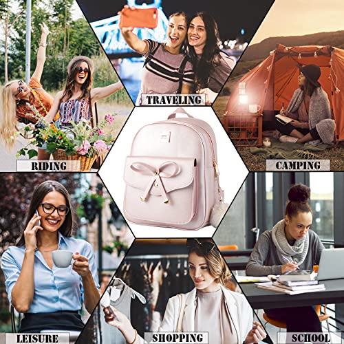 ZGWJ Mini Backpack Purse for Women - 3-Piece Set, Small PU Leather Bowknot Fashion Backpacks, Cute Casual Travel Daypacks - color: Pink-3pcs