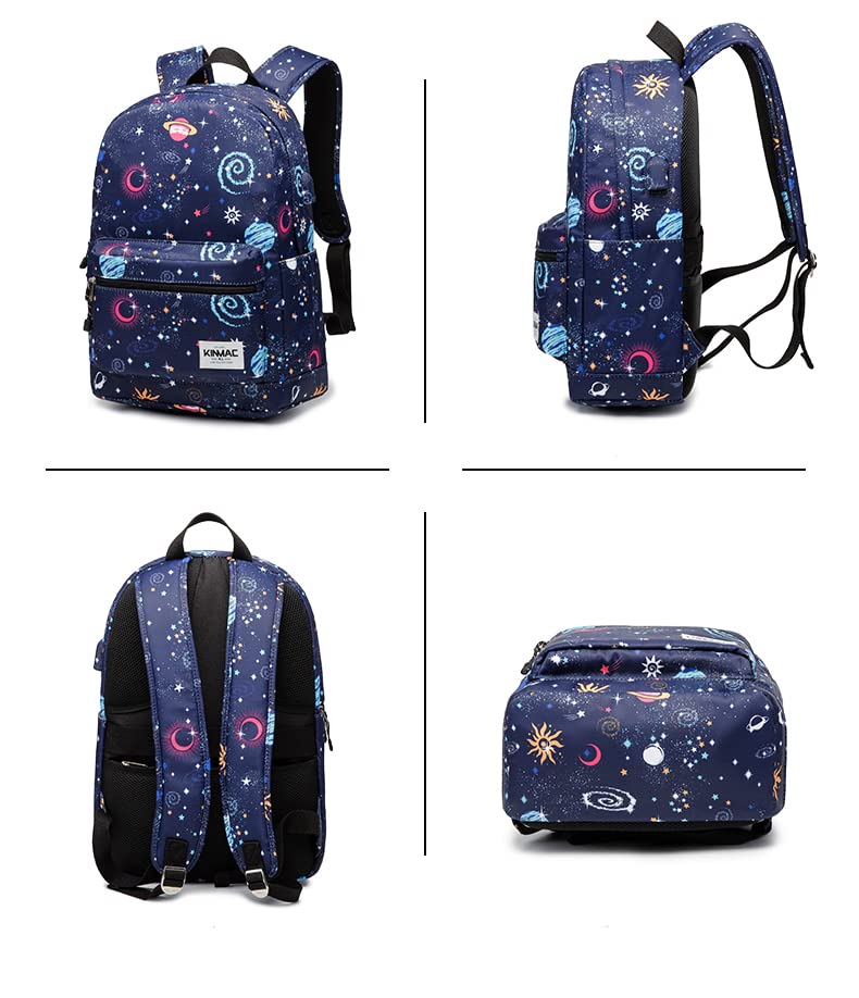 Kinmac Water Resistant Laptop Backpack with USB Charging Port for Laptop Up to 15.6 Inch (Space) - color: Space