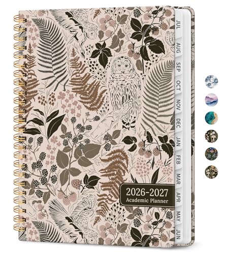 Planner 2026-2027, Academic Monthly and Weekly Calendar Planner for Women, July 2026 - June 2027, Hardcover Pretty Agenda Planner Book with Tabs, Spiral Daily Organizer for School Office Home Supplies, 6.3" x 8.5" - Magical Forest - color: G-Magical Fores