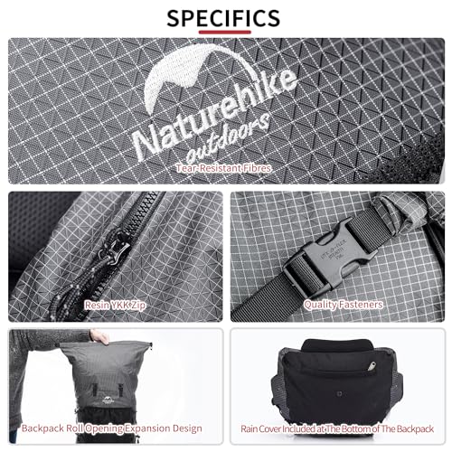 Naturehike 65L Rock Upgraded Internal Frame Hiking Backpack for Outdoor Camping Travel Backpacking with Rain Cover Ultralight Backpack for Adults - color: 65l Upgraded/Black