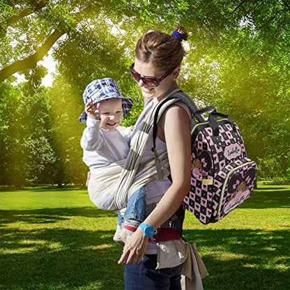 Personalized Diaper Bag for Girls, Custom Name Cute Girl Baby Bags for Mom, Waterproof Nappy Backpack Monogrammed Baby Gifts - color: Heart-girl-black