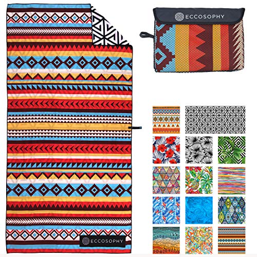 ECCOSOPHY Microfiber Beach Towel - Sand Free Towels are Quick Dry, Light Weight, Super Absorbent - Perfect Pool, Travel, Cruise, Camping Essentials - Oversized Extra Large for Adults 71x35 in - color: Cancun