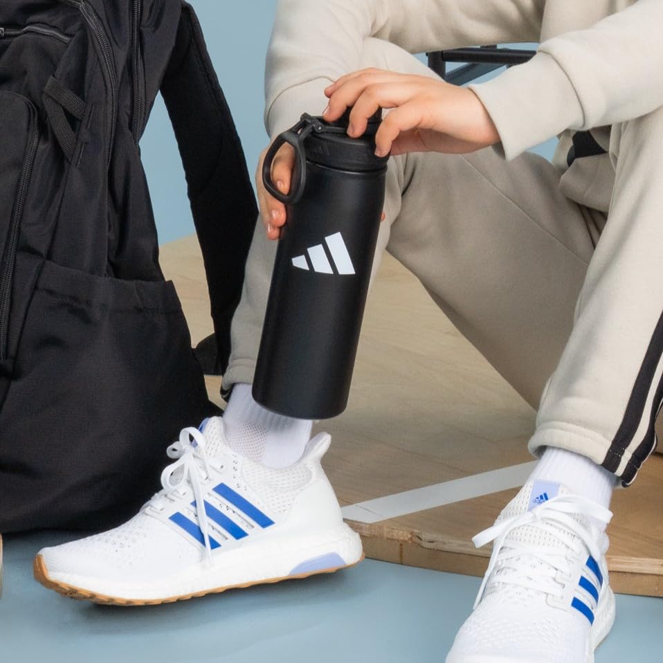 adidas Metal Water Bottle 1L - color: Black/White/L