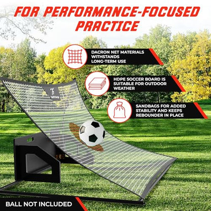 SwiftSurge Soccer Rebounder Net - Collapsible Rebounder Soccer Trainer Net with Rebound Board, Steel Iron Tubes - Soccer Ball Net Kicker for Passing, Volley & Solo Training - 6 Feet x 4 Feet
