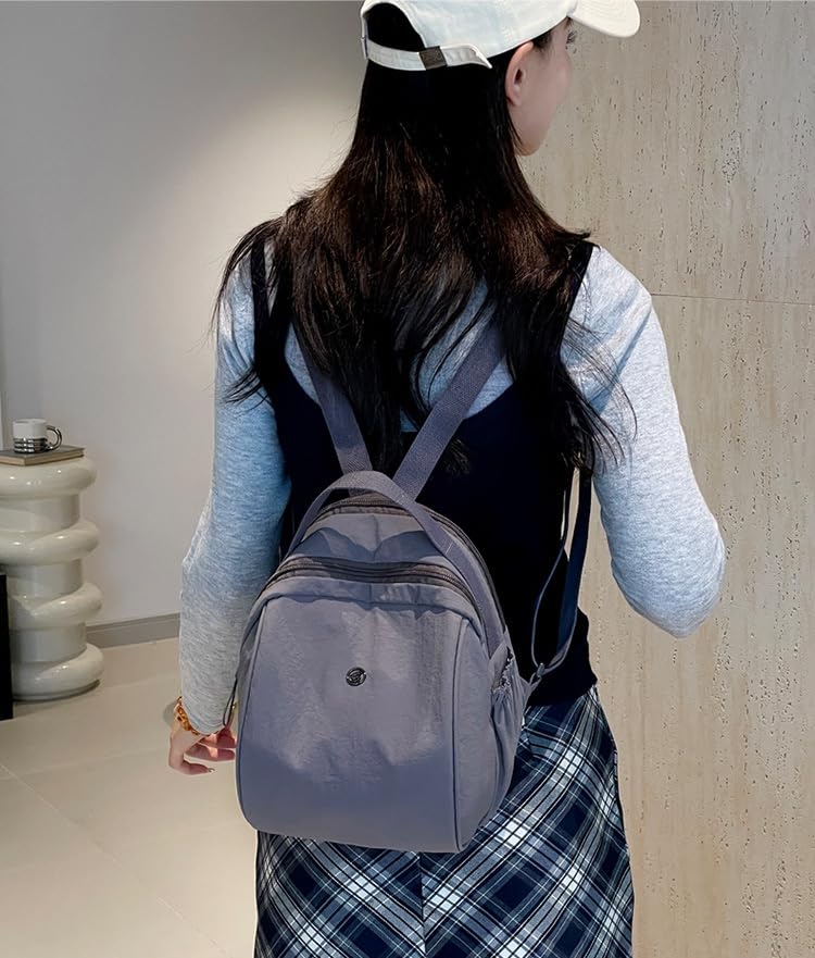 Women's Small Backpack Fashion Casual Nylon Shoulder Bag Daypack for Daily Use (Purple) - color: Purple