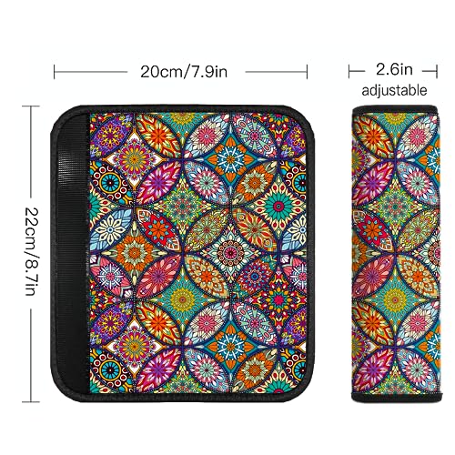 Car Seat Belt Pad Cover, 2-Pack Soft Car Safety Seat Belt Strap Shoulder Pad for Adults and Children, Suitable for Car Seat Belt, Backpack, Shoulder Bag (Pretty Mandala) - color: Pretty Mandala