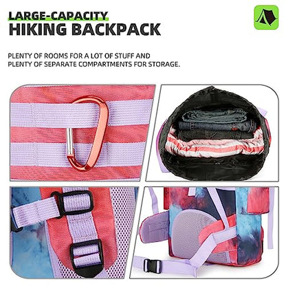 King'sGuard 70L Camping Hiking Backpack for Men Women Large Military Tactical Backpack Molle Rucksack Backpack for Outdoor - color: Nebula Camo