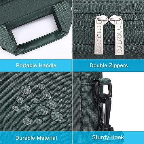 MOSISO Laptop Shoulder Bag 15.6 inch, 15-15.6 inch Computer Bag Compatible with MacBook Pro 16 inch, HP, Dell, Lenovo, Notebook with 2 Raised&1 Flapover&1 Horizontal Pocket&Handle&Belt, Emerald Green - color: Emerald Green, size: 16 inch