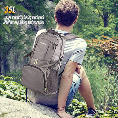 35L Lightweight Packable Backpack Waterproof Durable Hiking Travel Backpack Daypack - color: Gray