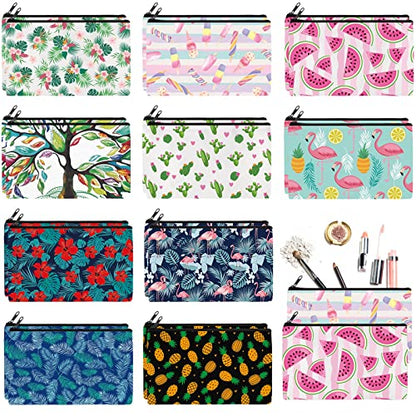 Reginary 20 Pcs Makeup Bags Gifts for Women Canvas Cosmetic Bags with Zipper Bulk Gift for Women Travel Purse Organizer Pouch Accessory, Toiletry Large Capacity, 7 x 4.3 Inch(Summer) - style: Summer