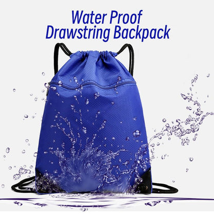 Drawstring Backpack Bag, Waterproof Draw String Back Sack with Zip Pocket, Gym Drawstring Bags Swim Bag for Men Women, Pack of 2, White - color: White, style: Backpack a