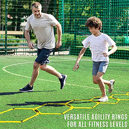 Hexagon Agility Ring Training Circle Ring Speed Agility Ladder Physical Training Ring Football Footwork Trainer Hurdles Agility Ladder Fitness Equipment Multicolor Training Ring 3Pcs - color: yellow
