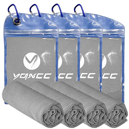 YQXCC 4 Pack Cooling Towels (47"x12"), Ice Cool Neck Towel, Soft Breathable Microfiber for Yoga, Golf, Gym, Running, Camping & Hot Weather - color: Light Gray 4 Packs