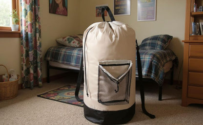 Laundry Bag Backpack with Shoulder Straps and Mesh Pocket Laundry Backpack Large Portable Laundry Hamper for College Laundromat Apartment with Drawstring Closure, Adjustable Back Straps (Khaki) - color: Khaki