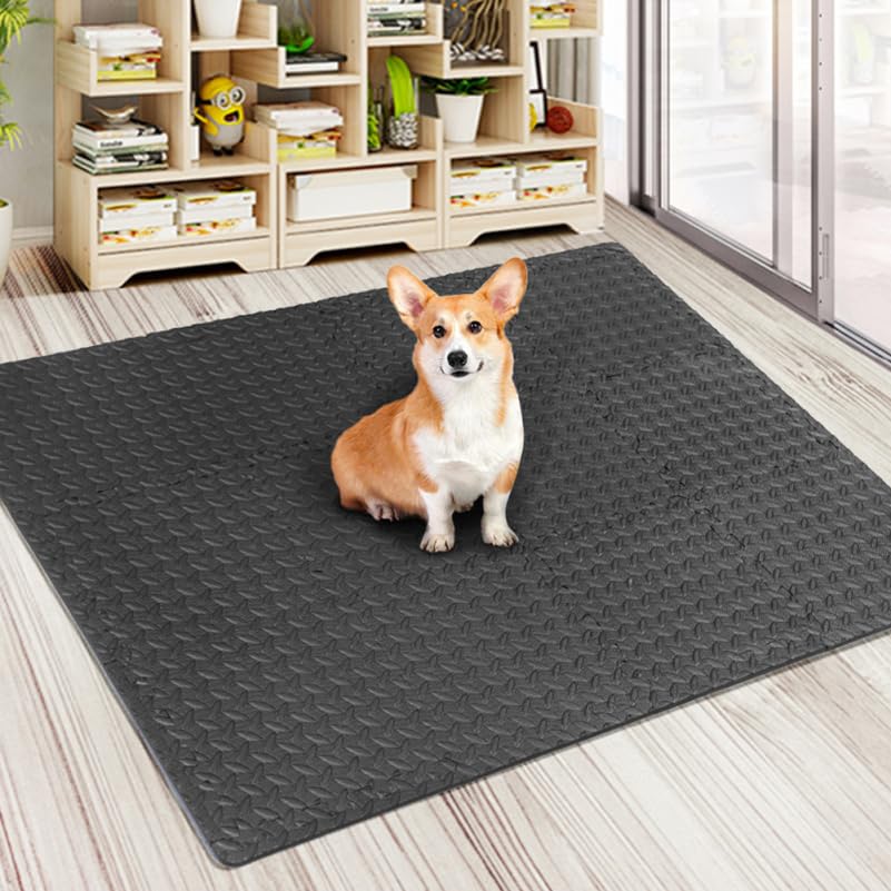 ibasenice Leaf Grain Gym Floor Mats 16 Pieces 11.81X11.81 Inch Eva Foam Interlocking Tiles Thick Cushioned Non-Slip Exercise Mats for Home Gym Yoga Dance