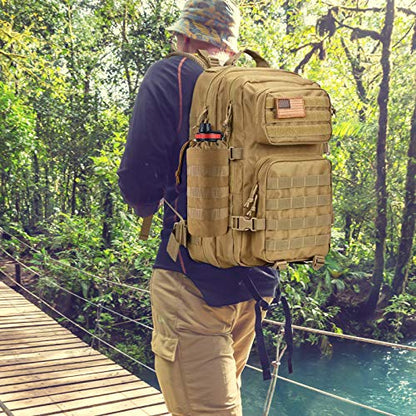FRTKK Tactical MOLLE Water Bottle Pouch with Drawstring Open Top & Mesh Bottom, Military Water Bottle Holder Bag Sports Travel Hydration Carrier - color: ACU-1 pack