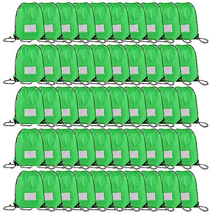 50 Pack Drawstring Bags,Bulk Draw String Backpack, DIY Gym Sports Cinch Bag Sackpack for Women Men, Green - color: Green