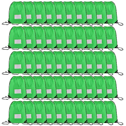 50 Pack Drawstring Bags,Bulk Draw String Backpack, DIY Gym Sports Cinch Bag Sackpack for Women Men, Green - color: Green