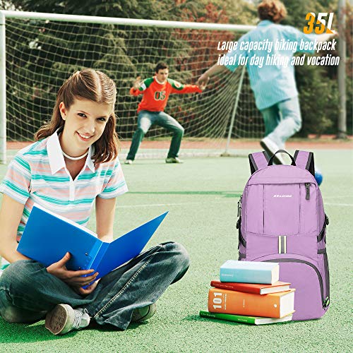 35L Lightweight Packable Backpack Waterproof Durable Hiking Travel Backpack Daypack - color: Pink