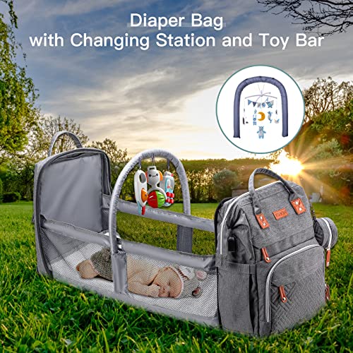 ISMGN Diaper Bag Backpack with Changing Station, Extra Large Diaper Bag, Multifunctional Diaper Bag, Baby Bag, Deep Gray - color: Upgrade Deep Gray