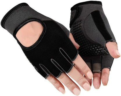 Mealah Men & Women Breathable Workout-Glove - UV Protection Fingerless Gym Gloves for Fitness Rowing Cycling - color: Black