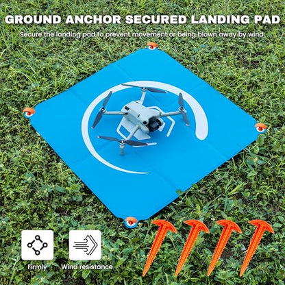 STARTRC PHOTO Drone Landing Pad Foldable 2x3 Fast-Fold, (22in/55cm) Double-Sided Waterproof Launch Pad, Weighted Helipad for DJI Mini 4 Pro/Mini 4k/AIR 3S/Neo/Mini 3/Mini 2 se/Avata 2/Flip Drone Accessories (Blue-Green) - size: 22in/55cm