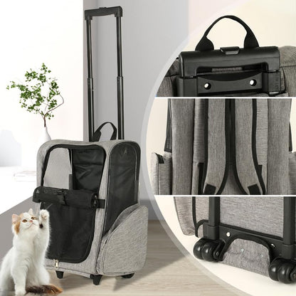 Pet Trolley Bag Cat Dog Travel Bag Portable & Breathable Pet Carrier Backpack - Lightweight Dual-Shoulder Design for Easy Travel with Your Beloved Companion Scalable Pull Rod pet Bag (Black) - color: Black