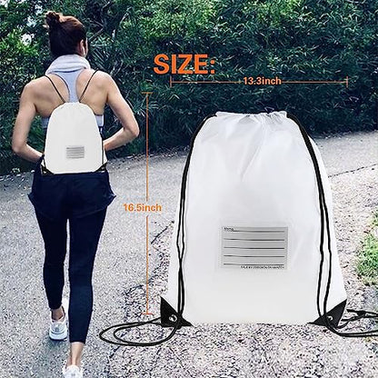 50 Pack Drawstring Bags,Bulk Draw String Backpack, Gym Sports Cinch Bag Sackpack for Women Men, White - color: White