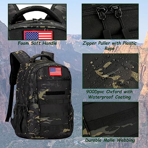 4land Camo Backpack for Boys,Army Boys Backpacks for Elementary Middle School Military,Camouflage Bookbag 40L - color: A-black Camo