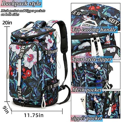 Gym Duffle Bag Backpack with Shoe Compartment,4 ways Travel Backpack for Women and Men,Multi-Functional Weekender bag with Waterproof Layer&Laptop Compartment for Fitness, Travel,Camping - color: Turquoise