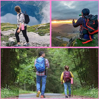 Water Bottle Holder with Strap, Premium Water Bottle Carrier with Strap Easy Clean, Light Water Bottle Carrier Bag, Water Bottle Holder with Pocket for Hiking, Walking, Travel - color: pink & black