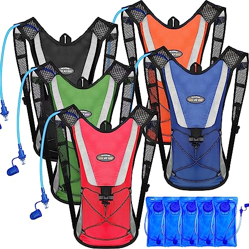 Buryeah 5 Pcs Hydration Backpack Pack with 5 Pcs 2l Water Bladder Lightweight Water Backpack for Men Women Running Cycling Biking Climbing Hiking, Hydro Pack for Adults