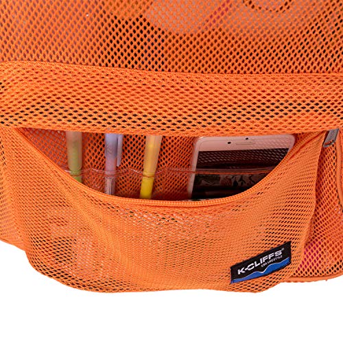 K-Cliffs Heavy Duty Mesh Backpack Quality Classic Student Net Bookbag Durable See Through Simple Netting Daypack Deluxe Basic School Bag Orange - color: Orange