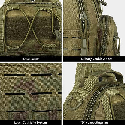 BOMTURN Tactical Backpack-1000D Waterproof Military Backpack/Laser-Cut/CCW Bags Sling Bag Tactical Satchel Shoulder Bag Men - color: Clmc