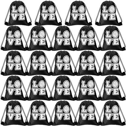Tanlade 24 Pcs Drawstring Bags Cinch Sack Candy Drawstring Bag Goodie Favor Bags Supplies Gifts for Sports Party Men Women(Volleyball,10 x 12 Inch) - size: 10 x 12 Inch, style: Volleyball