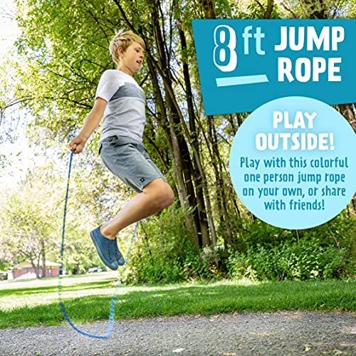Just Jump It 8' Foot Single Jump Rope for Kids Women and Men - Active Outdoor Youth Fitness Excersing Equipment - Braided Nylon Gym Accessories - color: Black Confetti